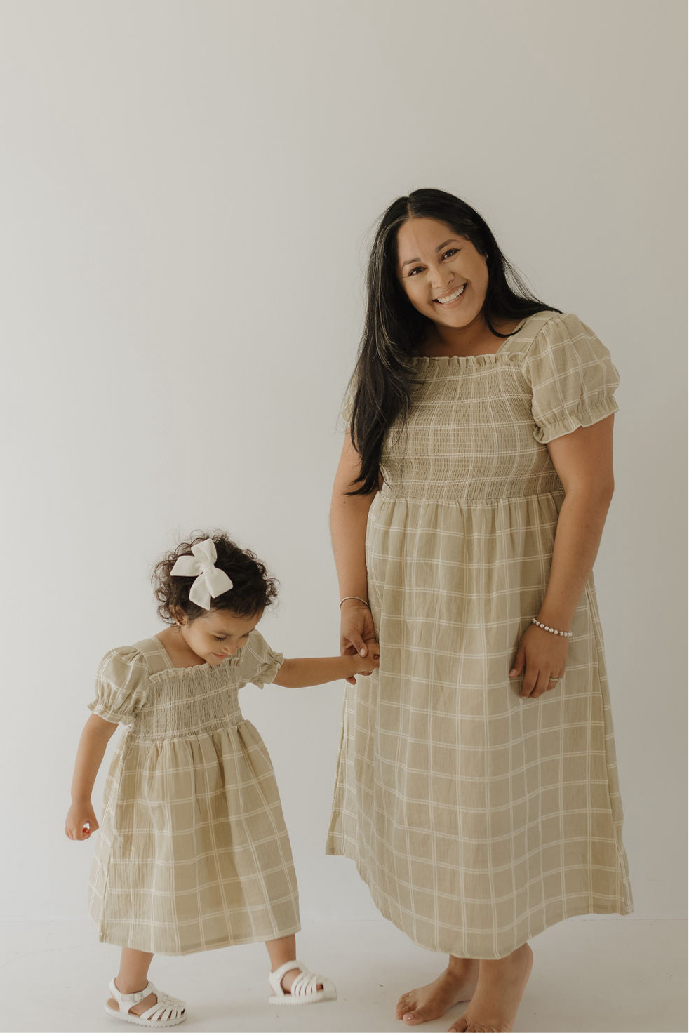 Women's Short Sleeve Muslin Dress | Linen Grid