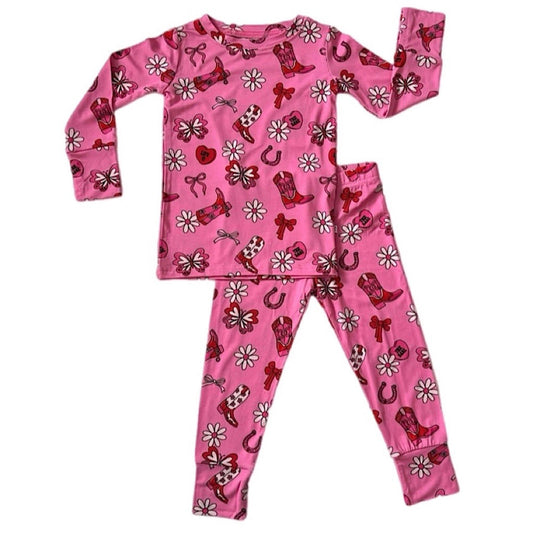 LETS GO GIRLS TWO PIECE BAMBOO JAMMIES