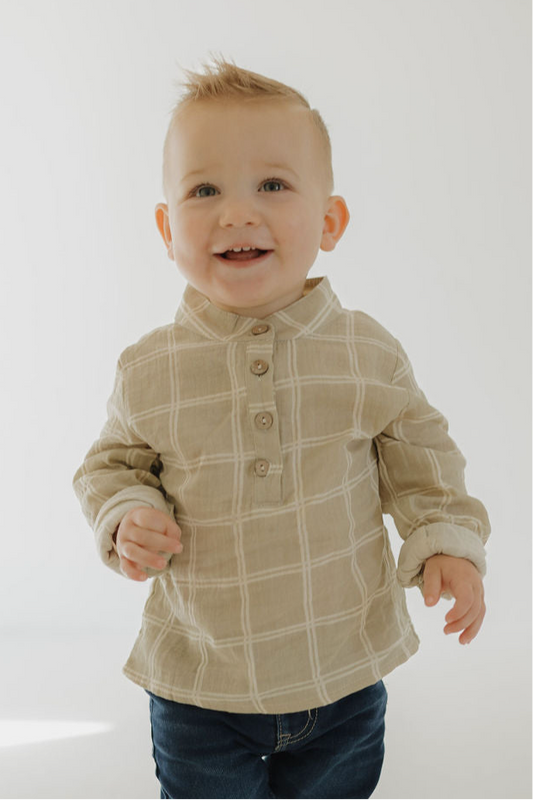 Muslin Button Up | Linen Grid