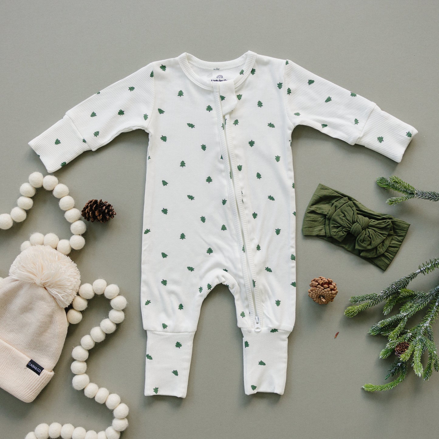 Tiny Trees Ribbed Bamboo Zippy Romper