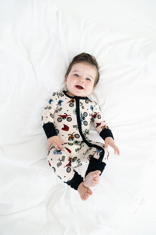Dirt Bikes Romper Bamboo Pajama Set