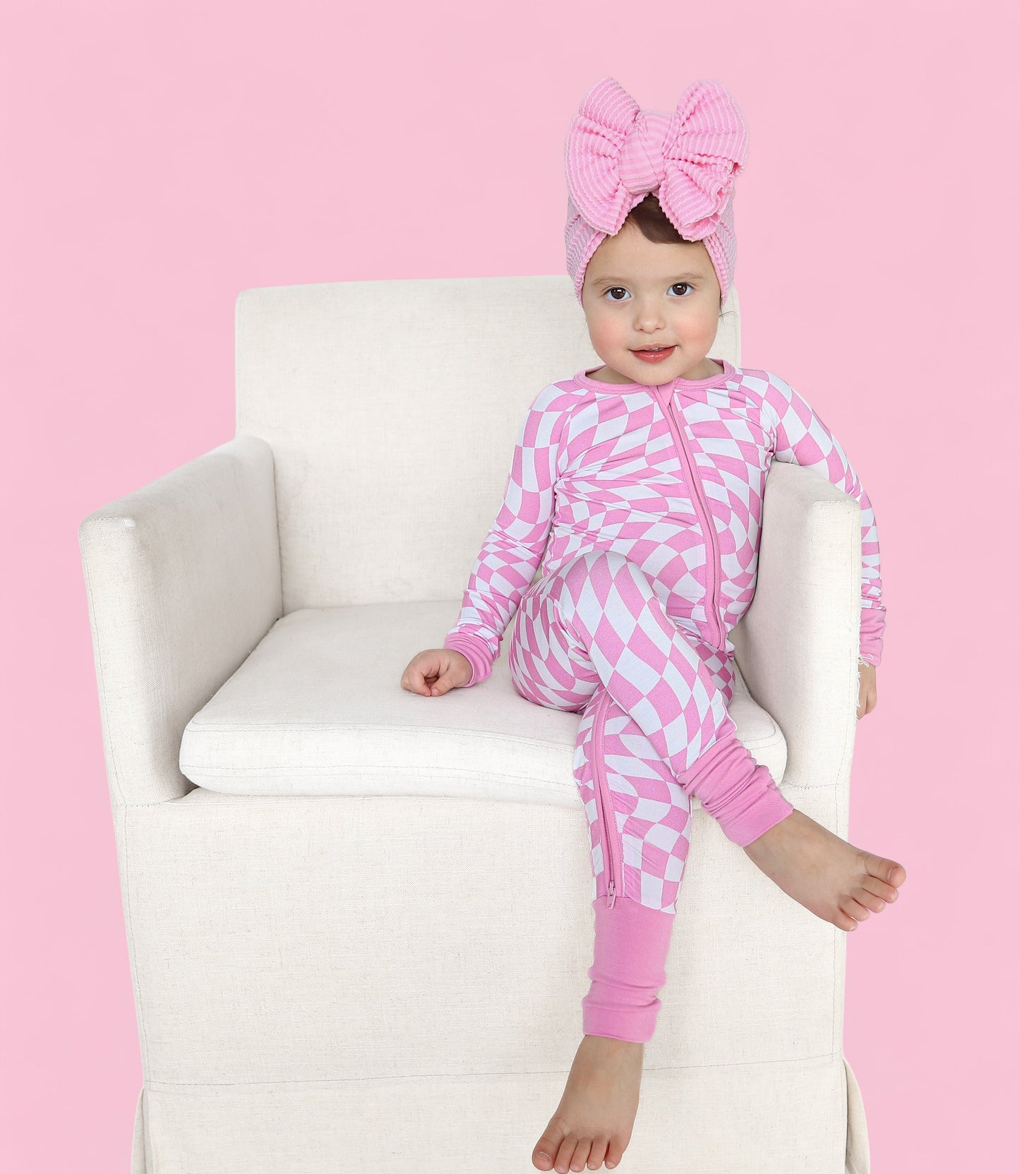 BUBBLEGUM WAVY CHECKERS DREAM ROMPER
