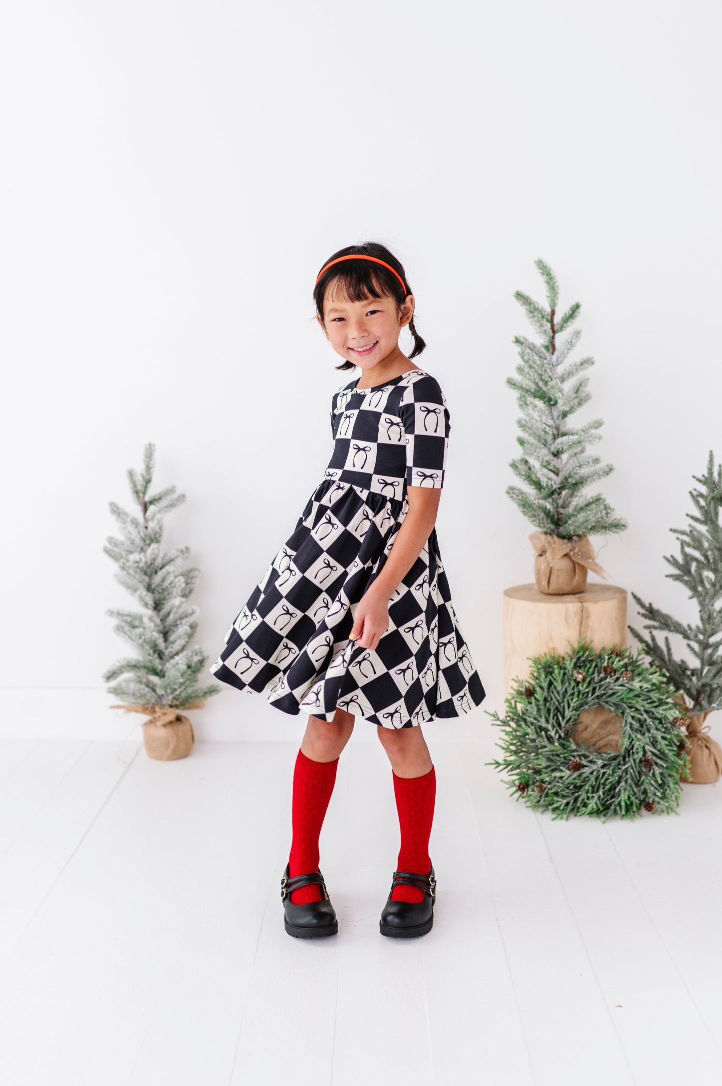 Checkered Bow | Scoop Back Dress