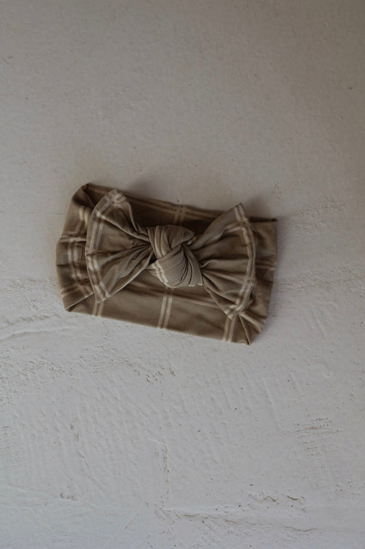 Bamboo Head Wrap | Linen Grid