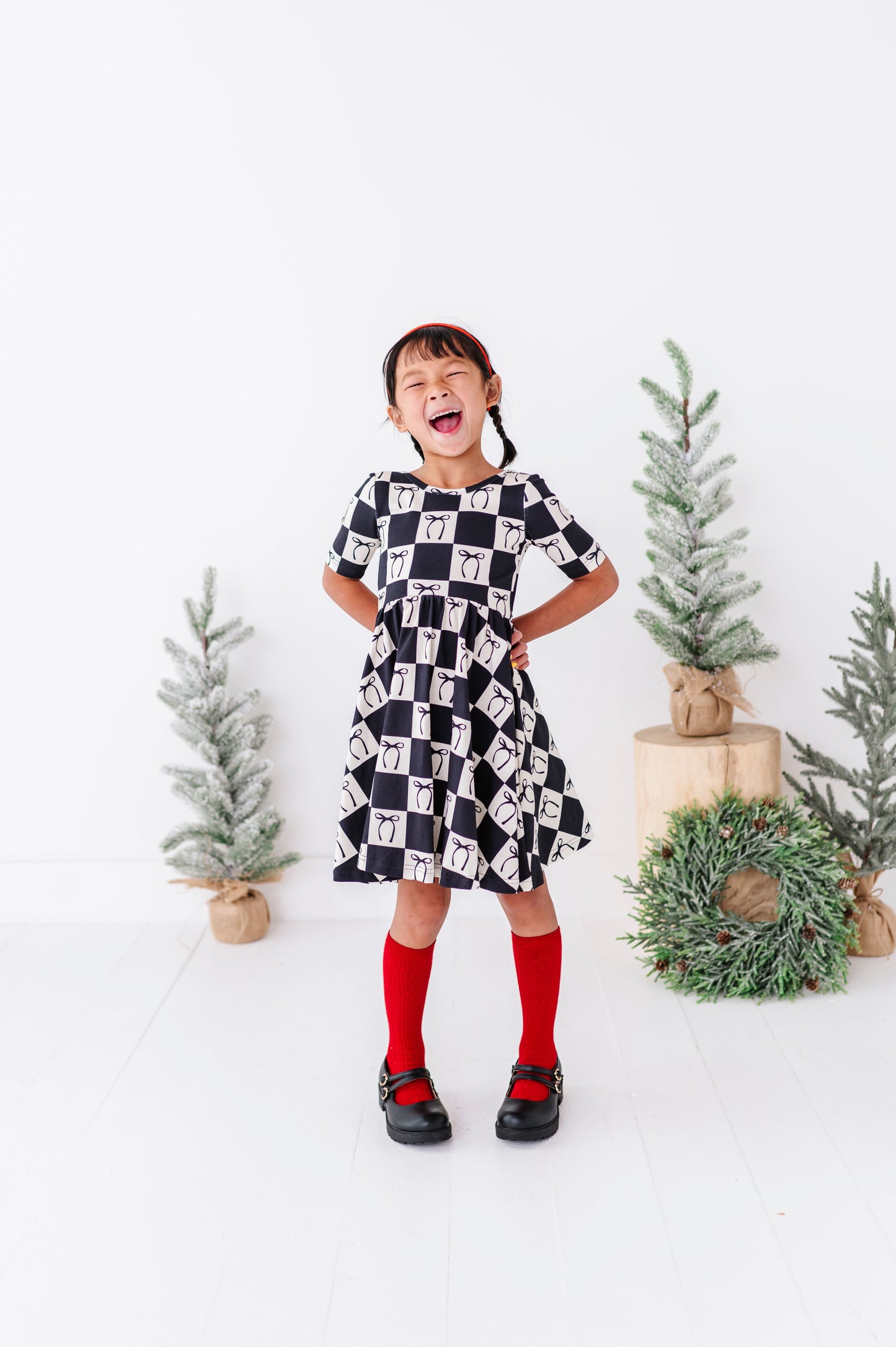 Checkered Bow | Scoop Back Dress