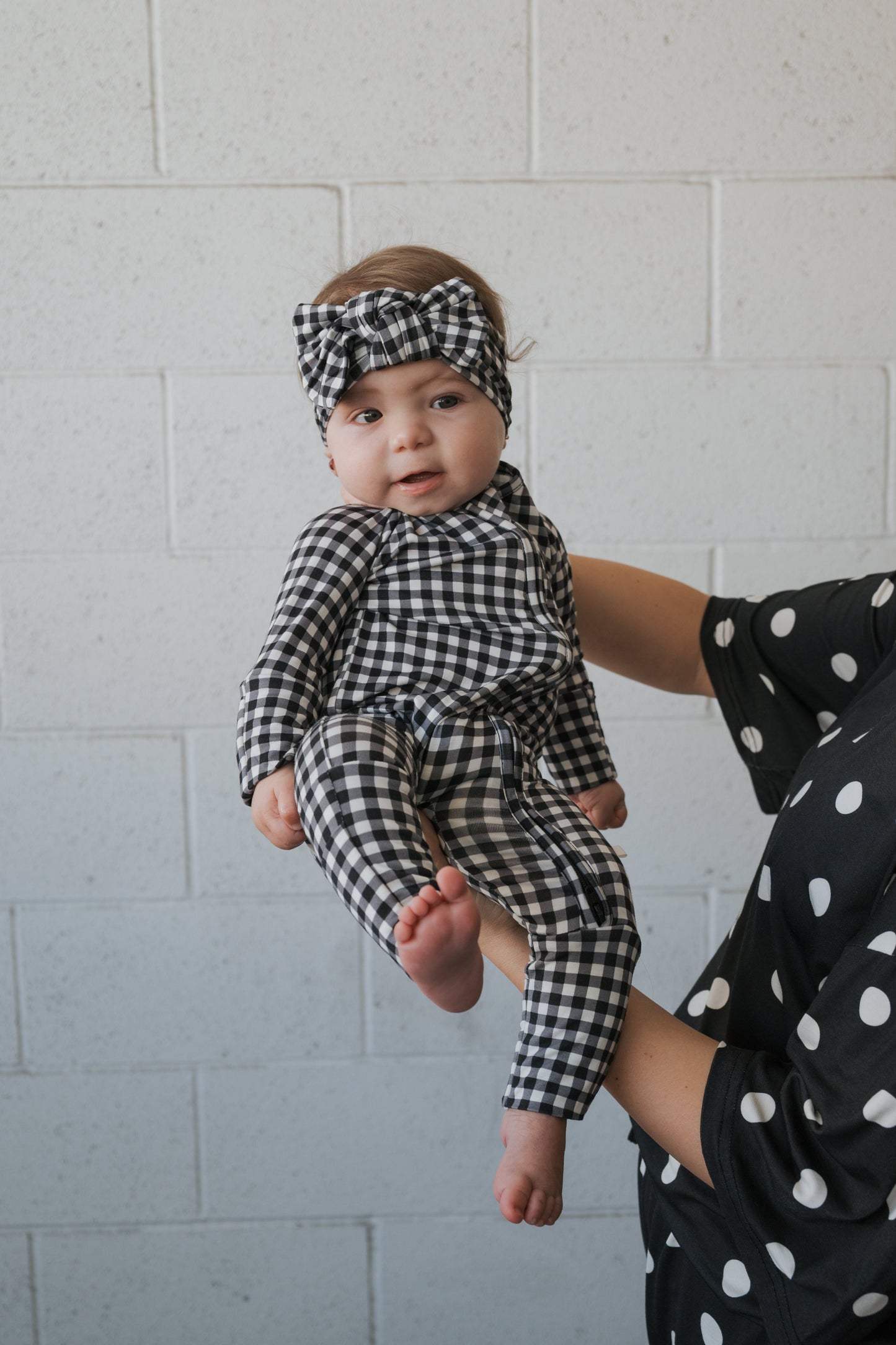 Bamboo Zip Pajamas | Black Gingham