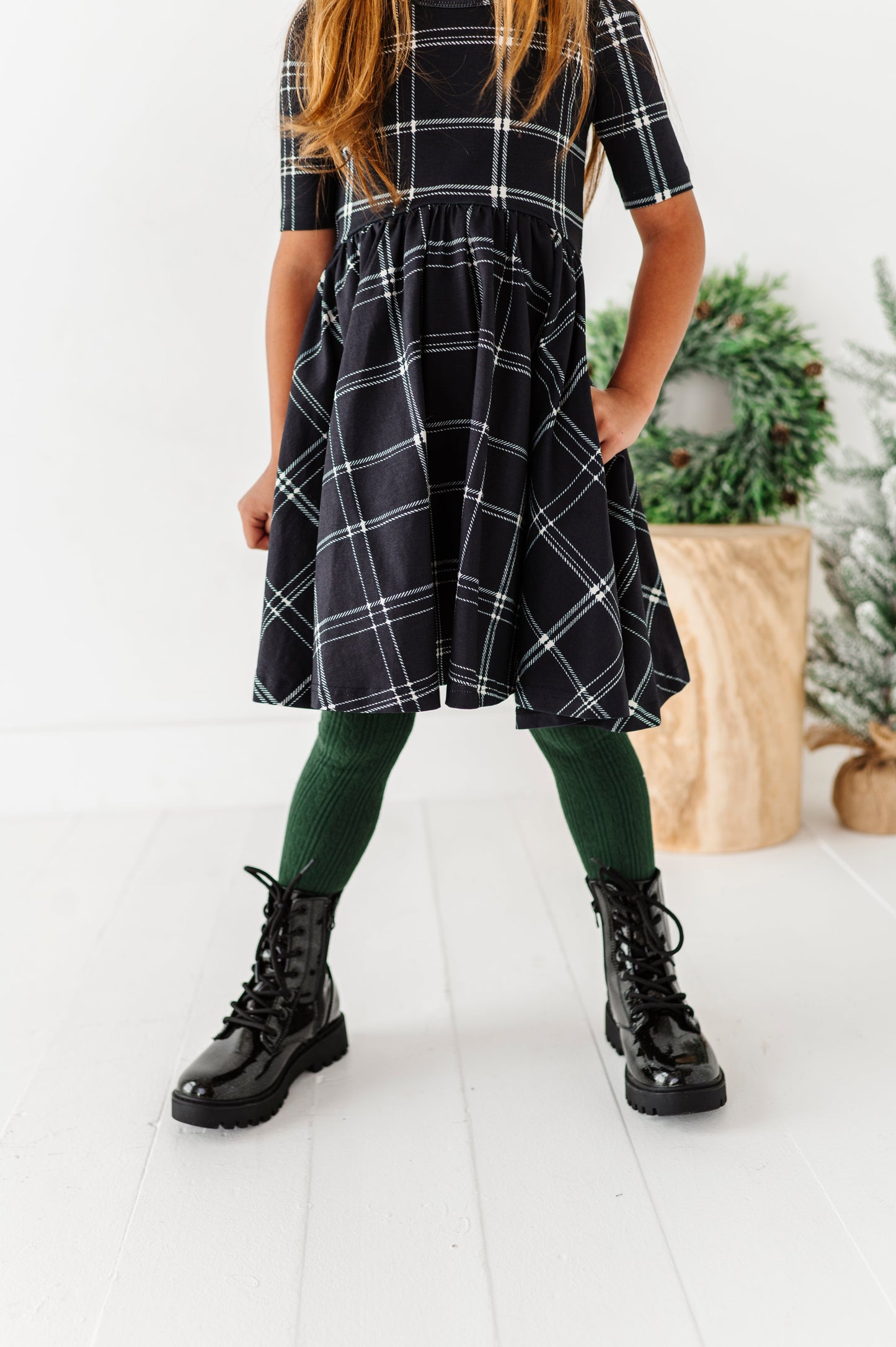 Black Plaid | Scoop Back Dress