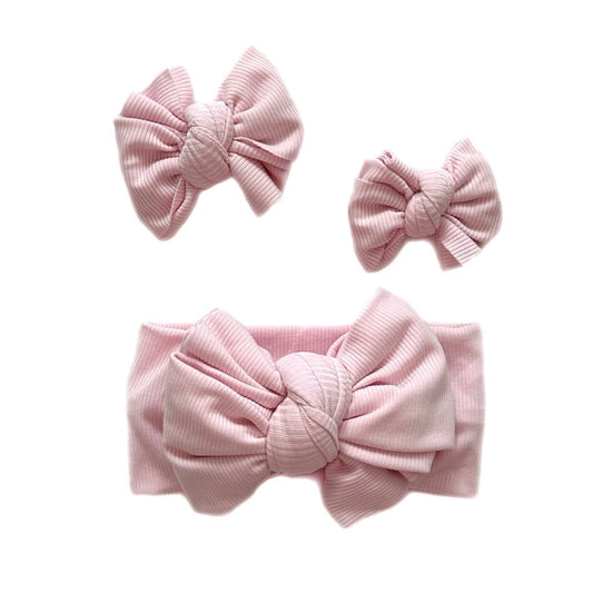 RIBBED BABY PINK BAMBOO BOWS