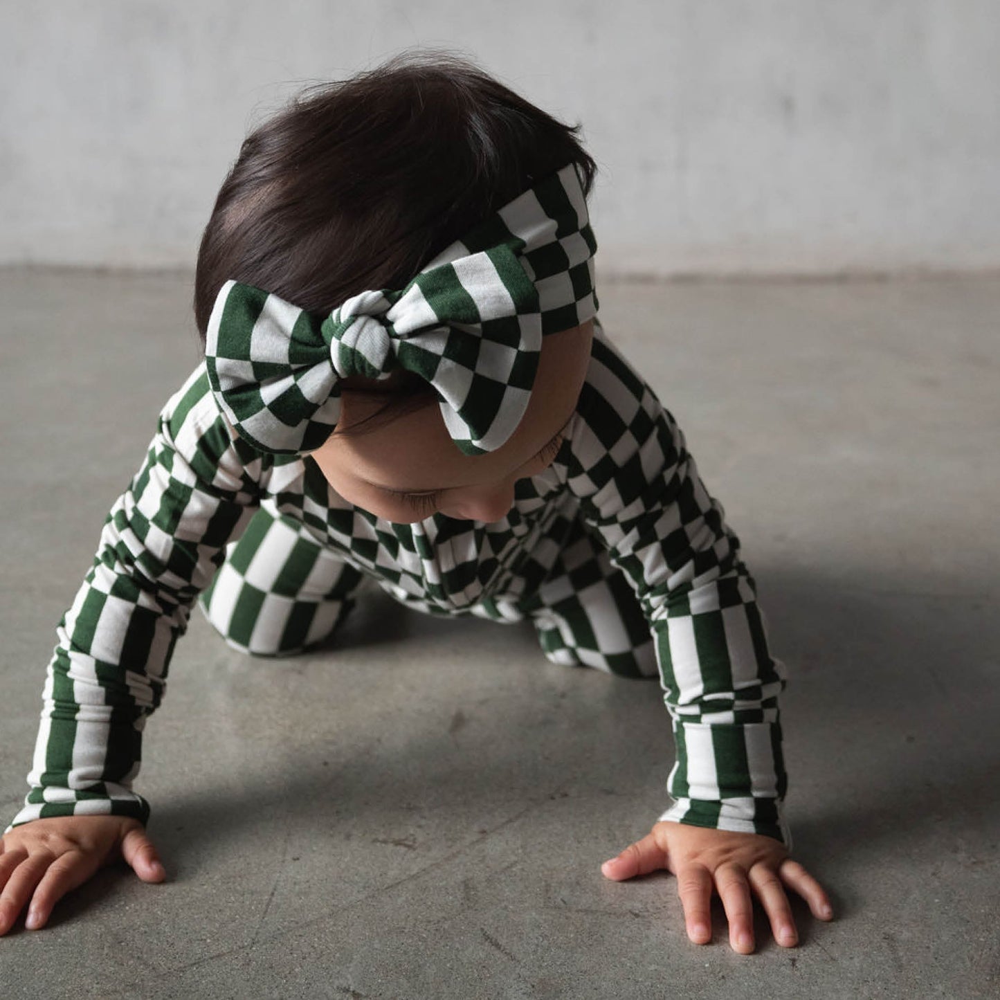 Everyday Check | Bamboo Zip Romper (Green Check)