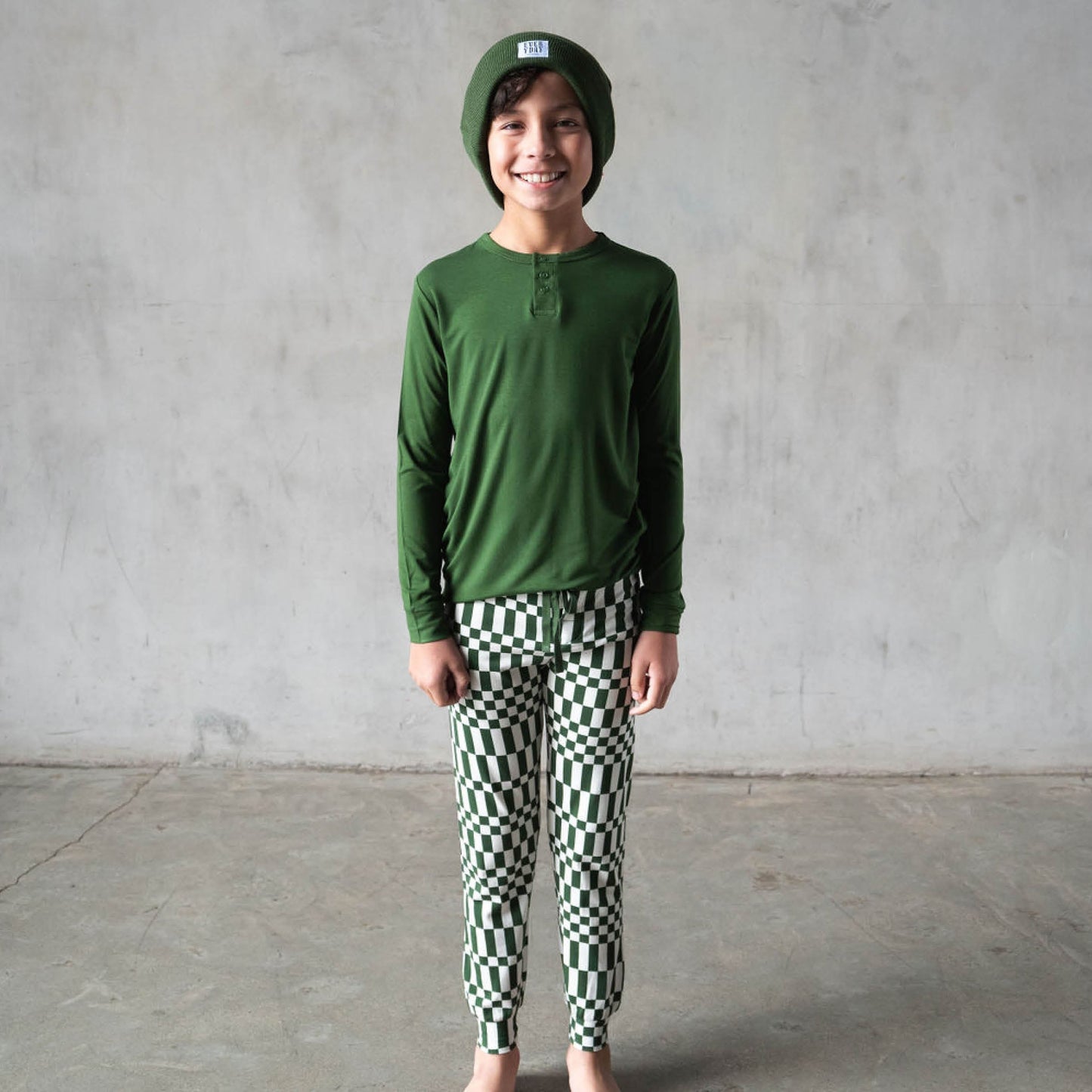 Everyday Check | Boys Jogger Pants (Green Check)