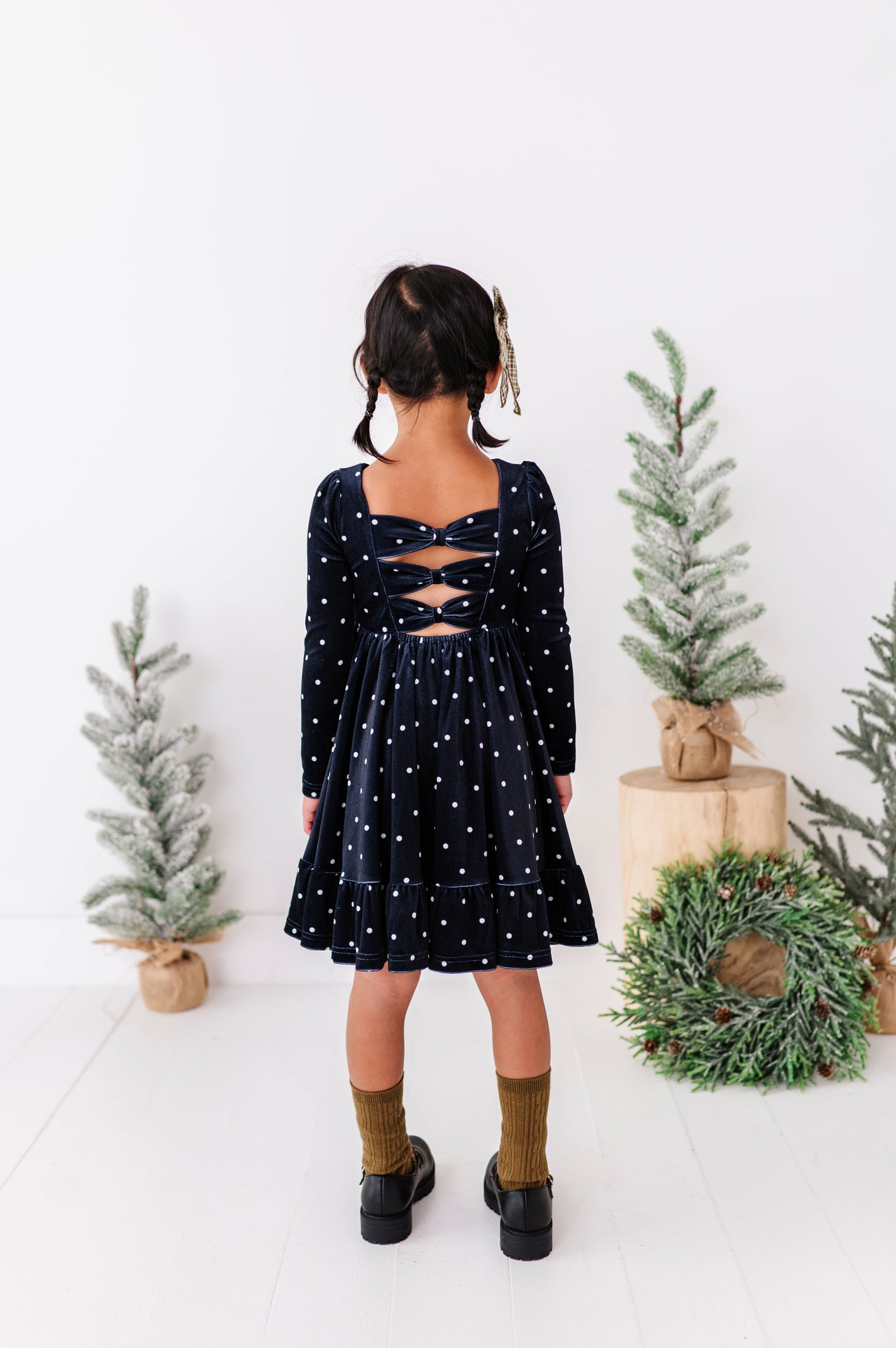Black Dottie | Velvet Bow Back Dress