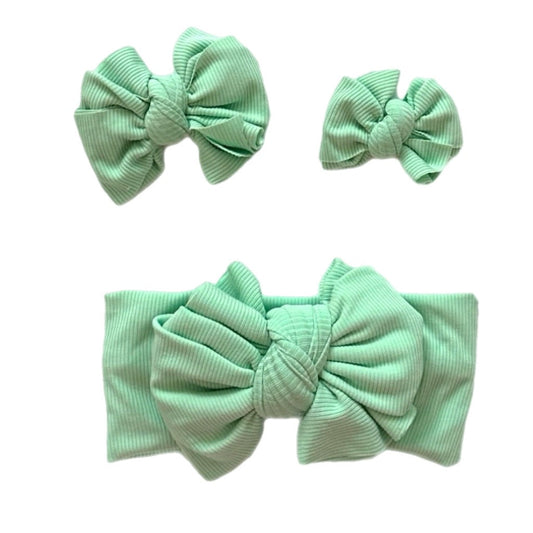 RIBBED MINTY SPRING BAMBOO BOWS