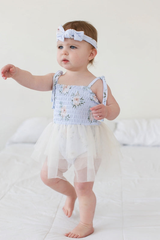 Cosette - Smocked Tulle Bodysuit Dress