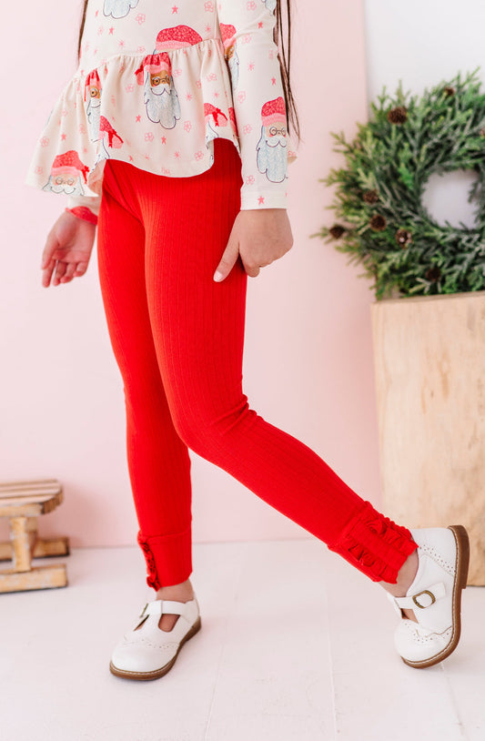 Holly Red | Ribbed SLIM LEGGINGS