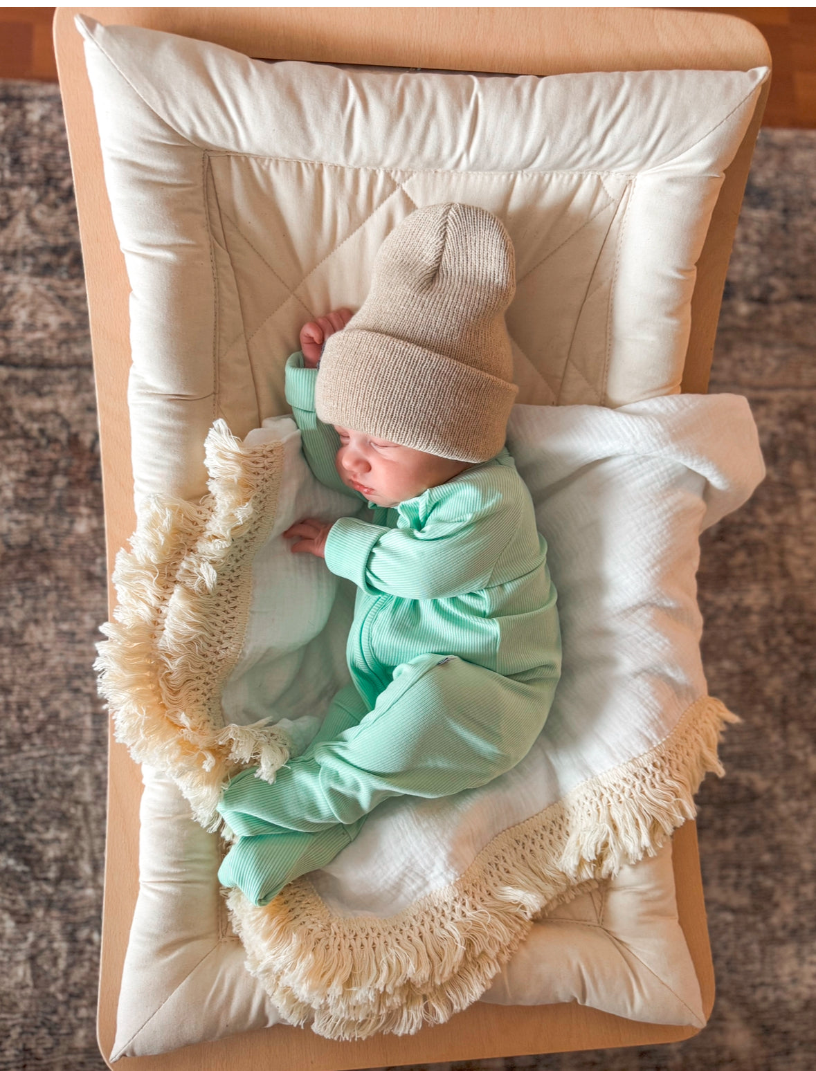 RIBBED MINTY SPRING TWO PIECE BAMBOO JAMMIES - (gender neutral)