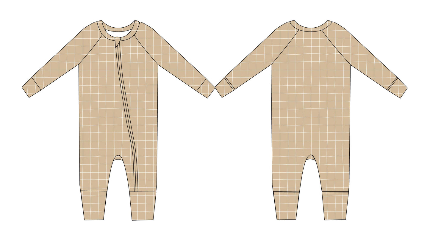 Cinnamon Cider Grid - Zip Romper