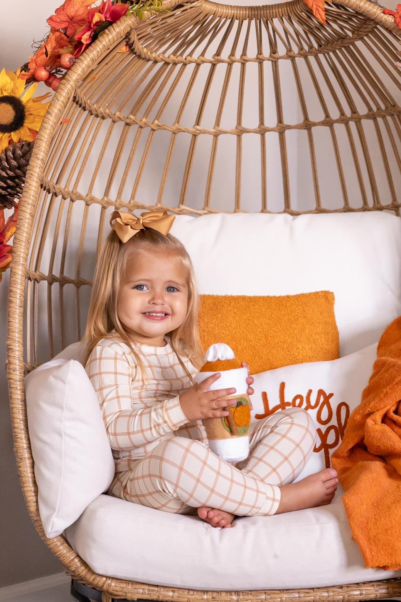 Pumpkin Plaid Bamboo Baby Pajamas - 2 Piece Set