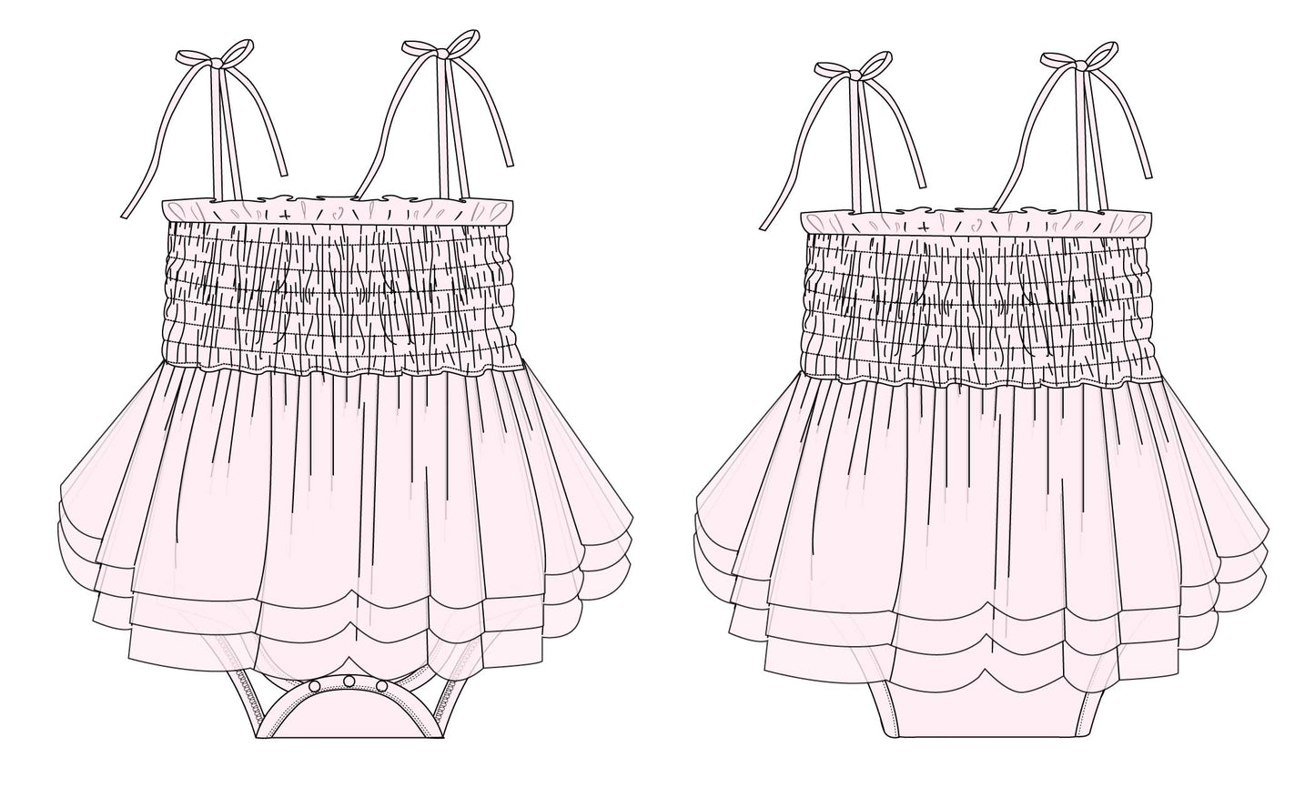 Petal - Smocked Tulle Bodysuit Dress