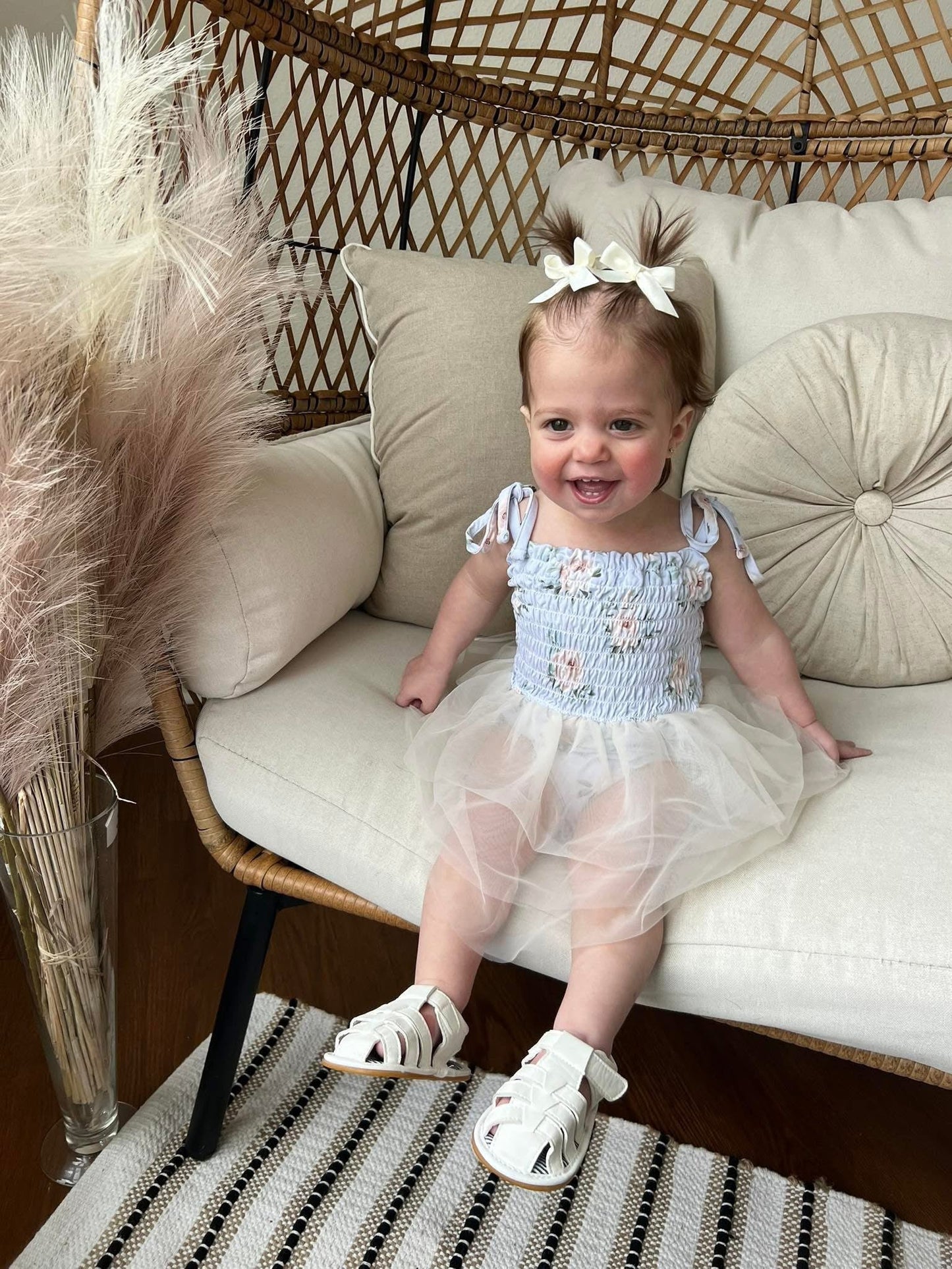 Cosette - Smocked Tulle Bodysuit Dress