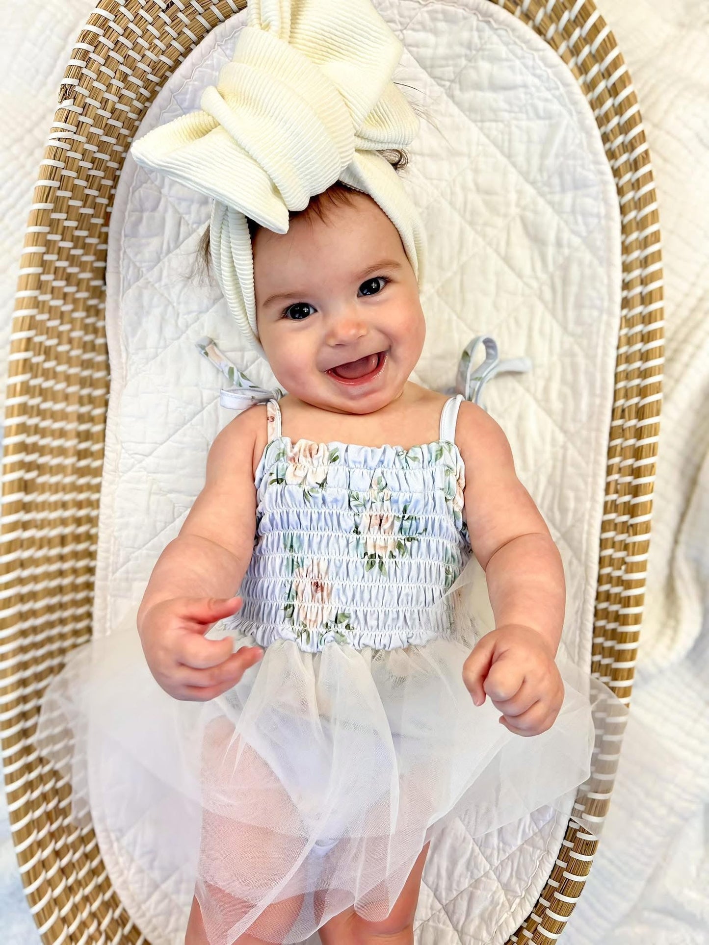 Cosette - Smocked Tulle Bodysuit Dress