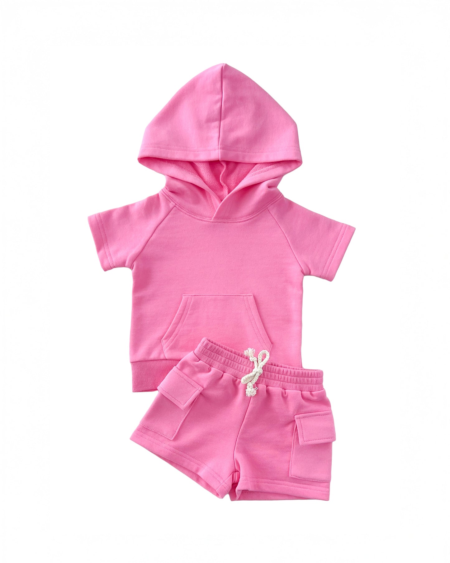 Terry Cargo Shorts Set | Pink