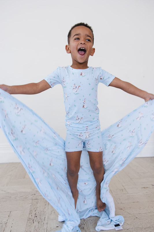 Blue Flurry (ribbed) - Biker Short Set