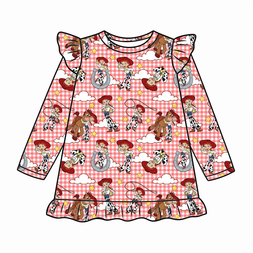 Cowgirl Cutie Long Sleeve Ruffle Nightgown | PREORDER