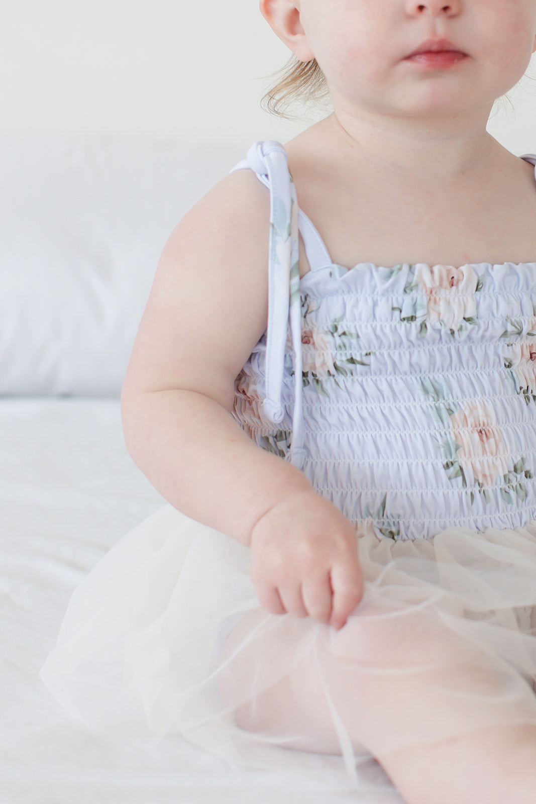 Cosette - Smocked Tulle Bodysuit Dress
