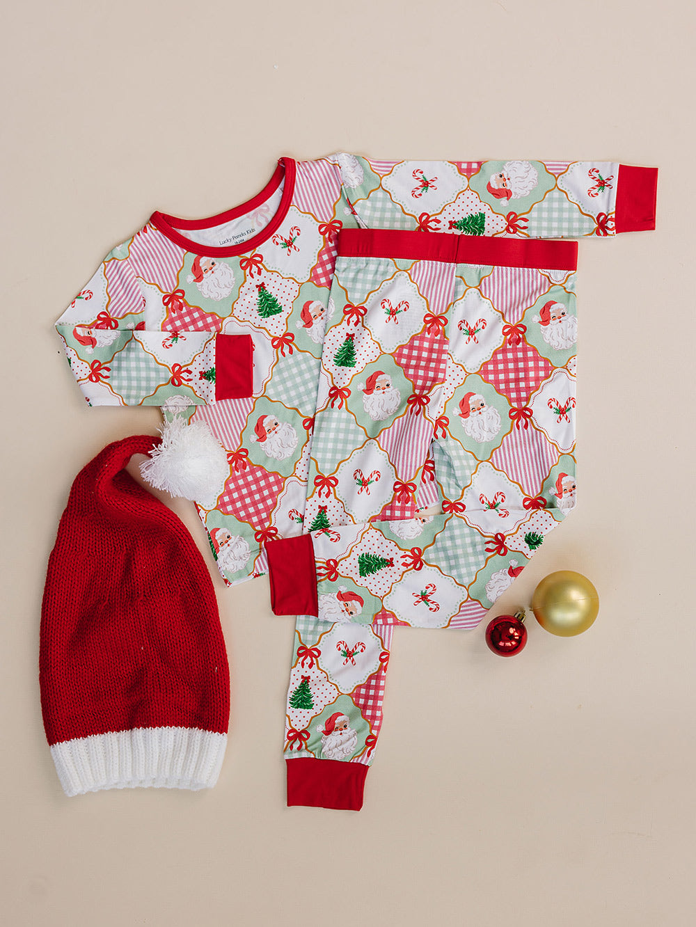 Bamboo Two Piece Set | Santa Patchwork