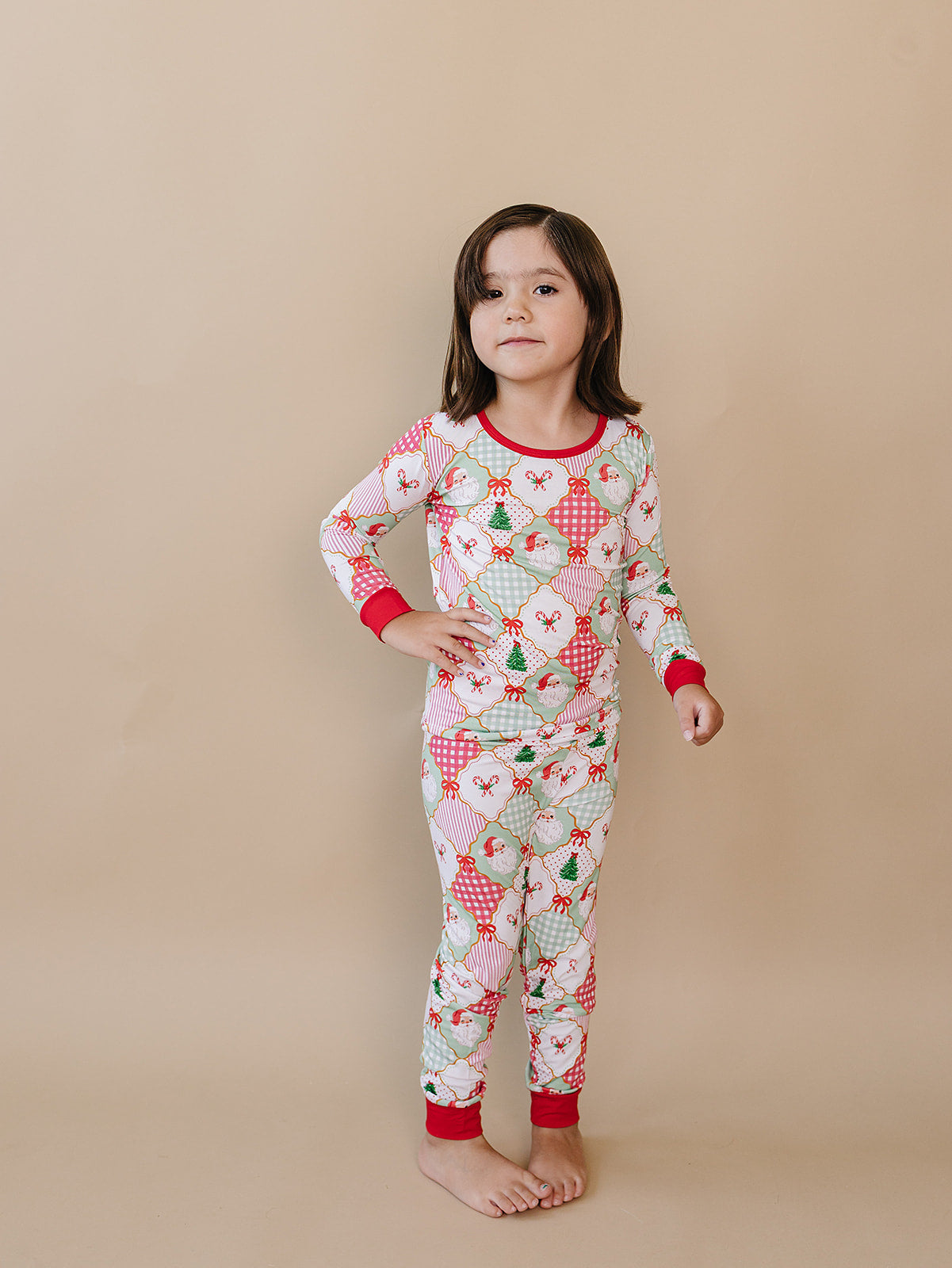 Bamboo Two Piece Set | Santa Patchwork