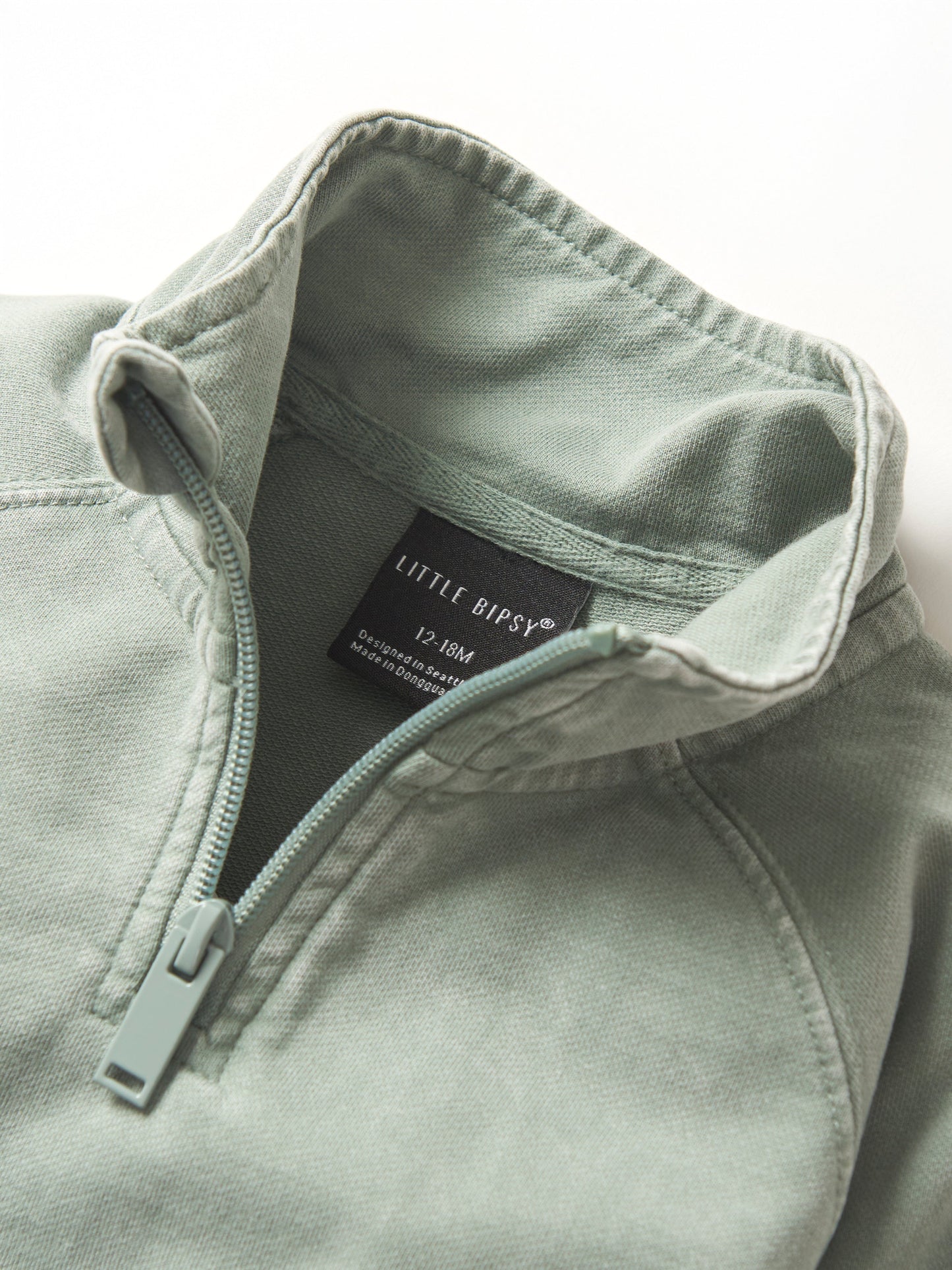 Quarter Zip Pullover - Basil Wash