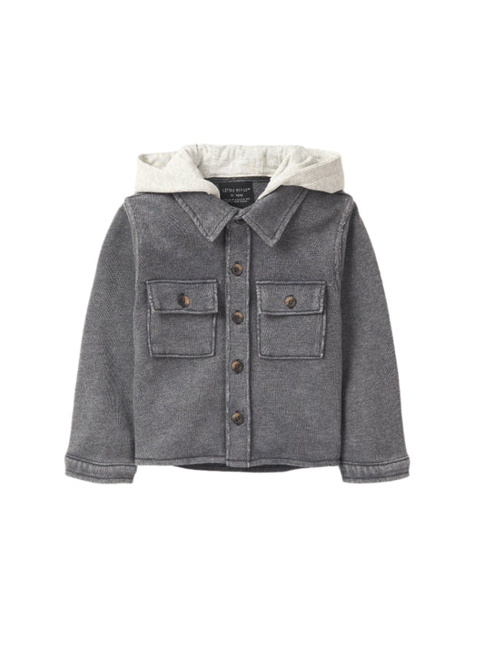 Lightweight Hooded Shacket - Charcoal Wash