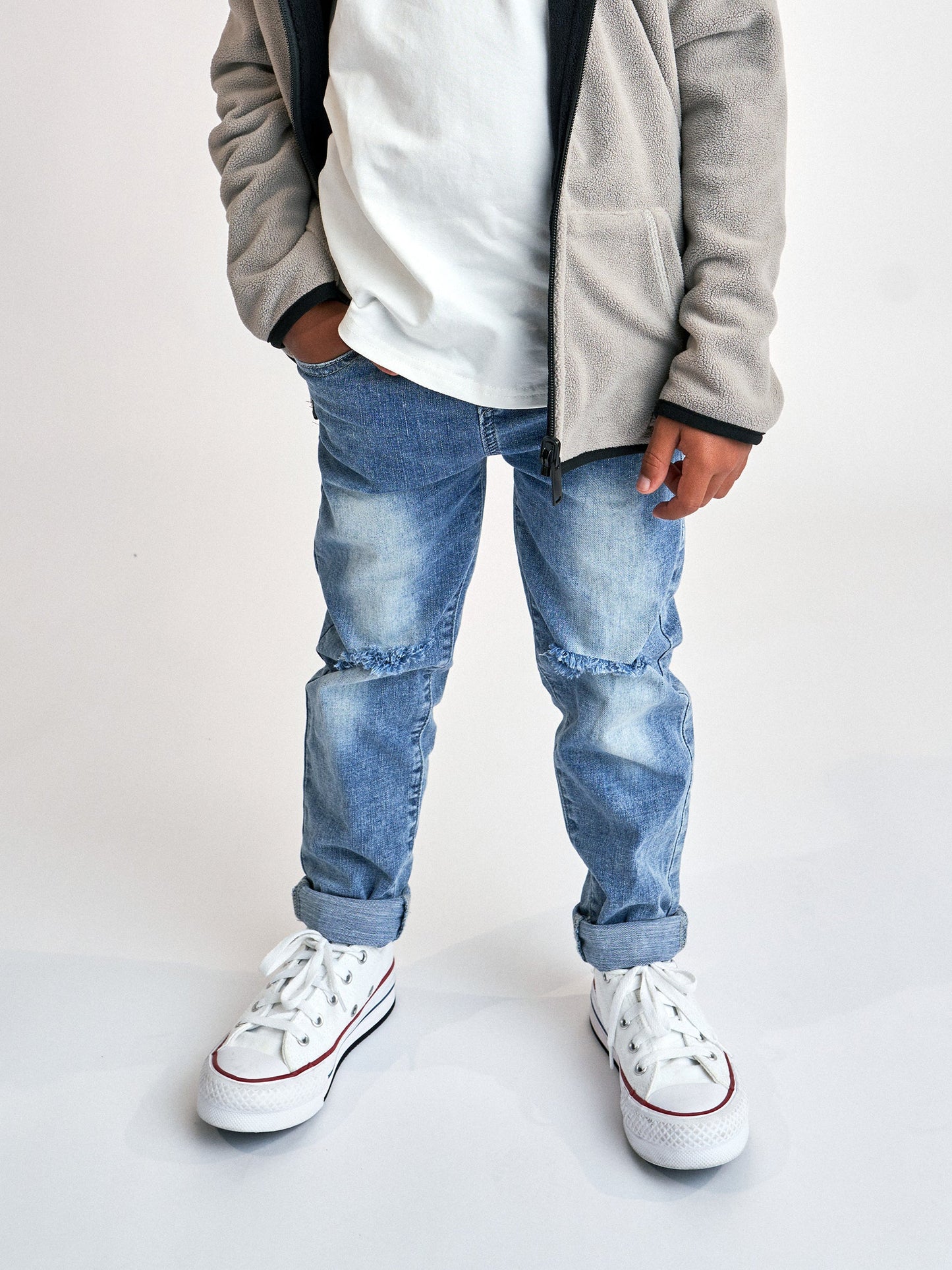 Light Wash Distressed Denim