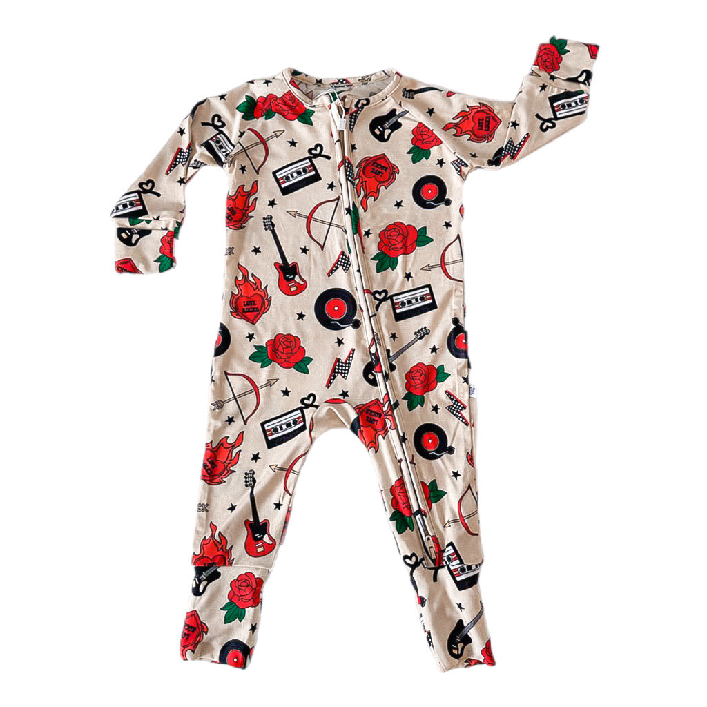 LOVE ON FIRE ZIP UP BAMBOO JAMMIE