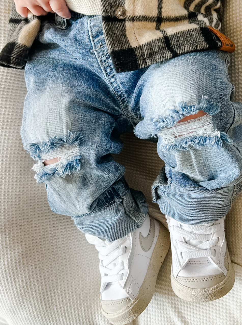 Relaxed Fit Distressed Denim