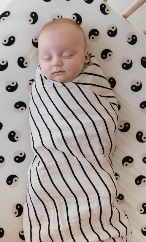 Muslin Swaddle | Grey & Black Stripe