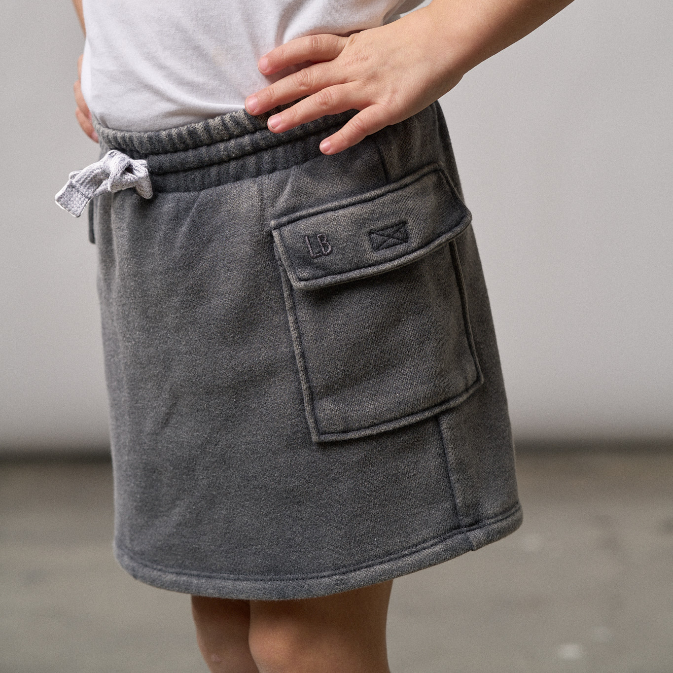 Cargo Skort - Charcoal Wash