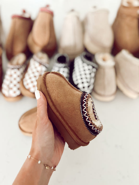 Mini Suede Slides | Chestnut | Toddler | PREORDER