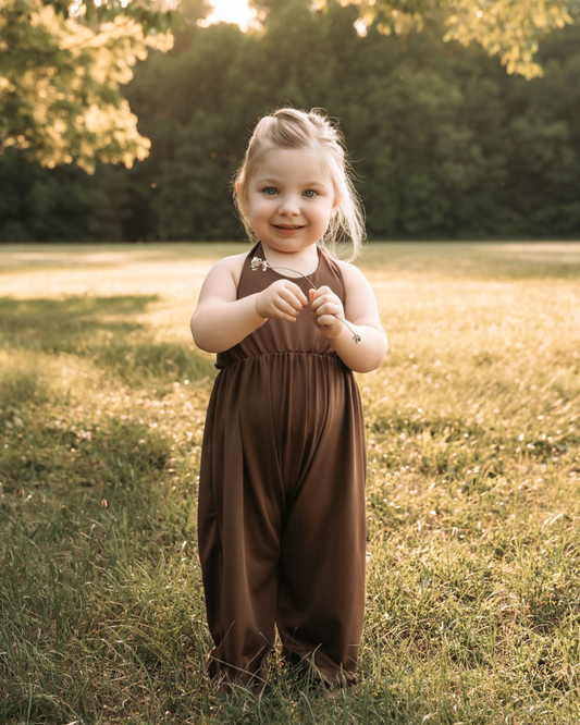 Willa Wide-Leg Halter Jumpsuit - Chestnut
