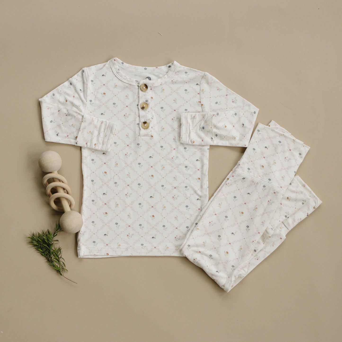 Vintage Blooms 2pc Henley Bamboo Pajamas