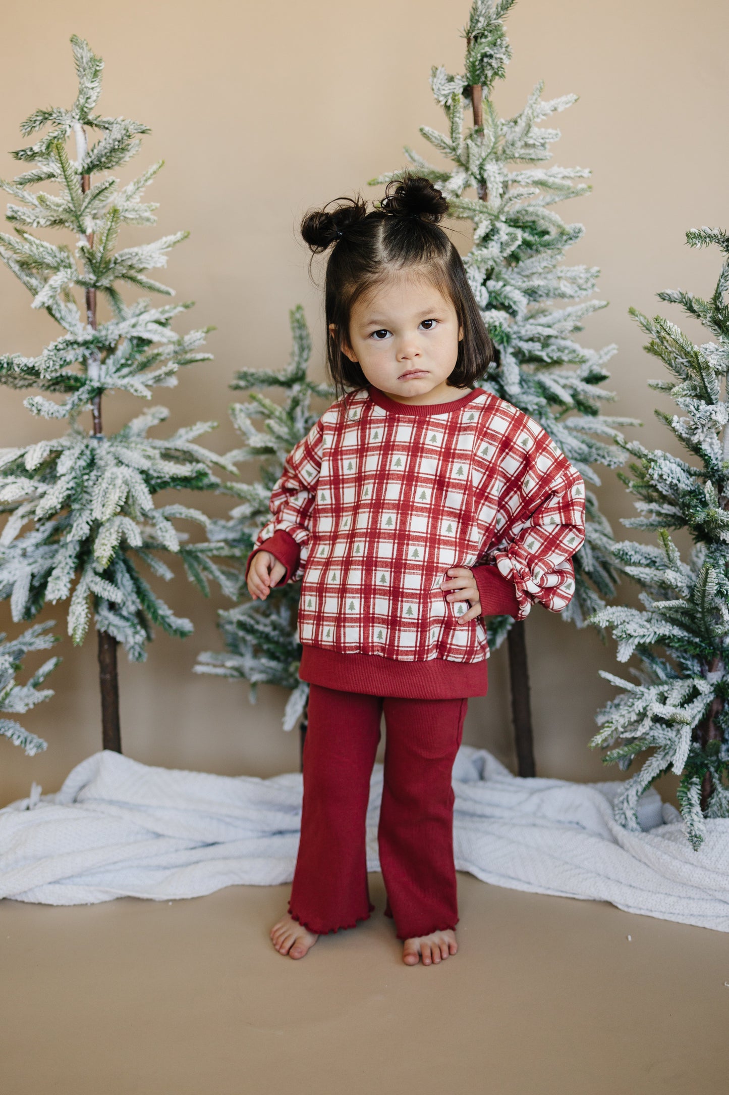 Ribbed Cotton Flared Leggings - Red Valentine's Coordinating