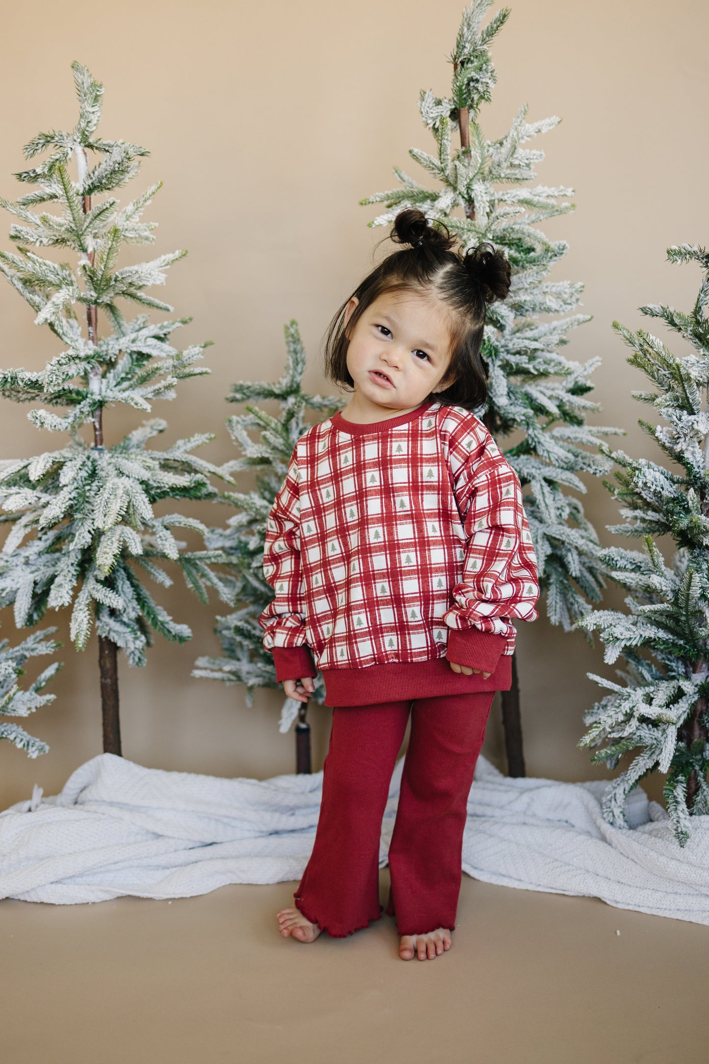 Ribbed Cotton Flared Leggings - Red Valentine's Coordinating