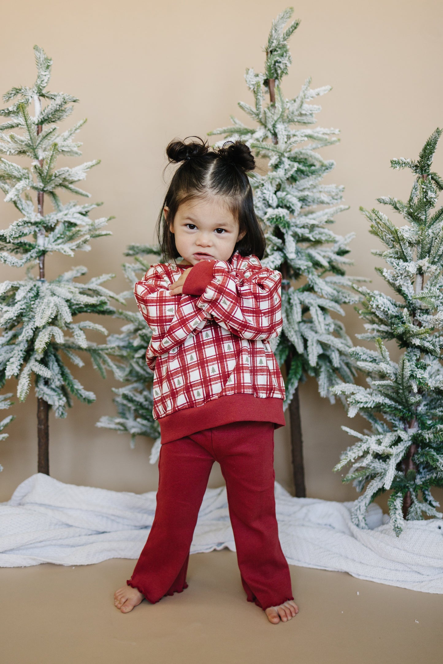 Ribbed Cotton Flared Leggings - Red Valentine's Coordinating