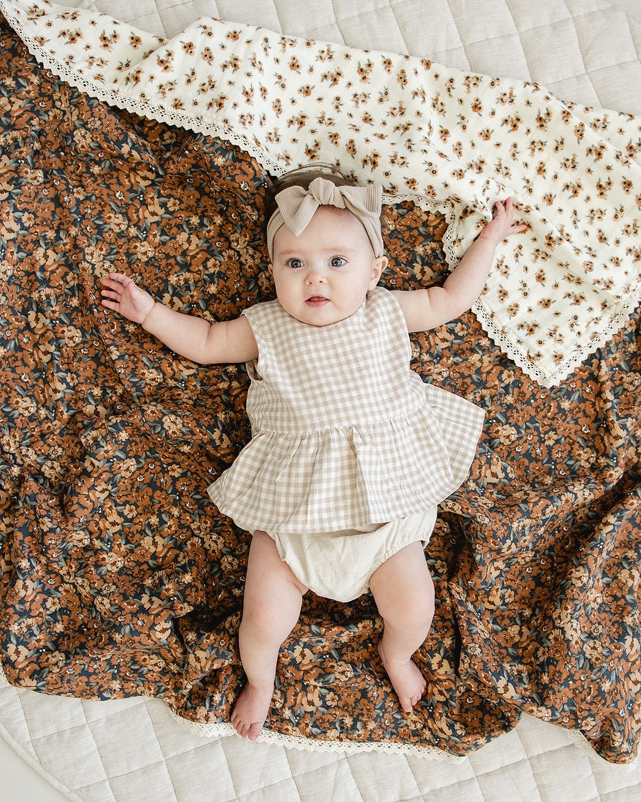 Oatmeal Gingham Peplum Set