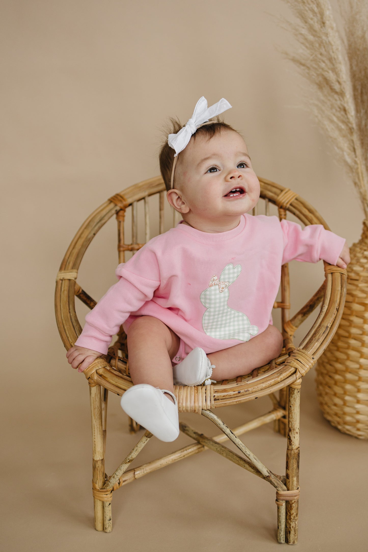 Applique Bunny Sweatshirt Romper