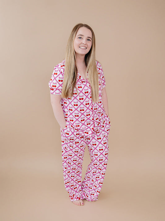 Bamboo Women's Button Up Set | Cherry Bow