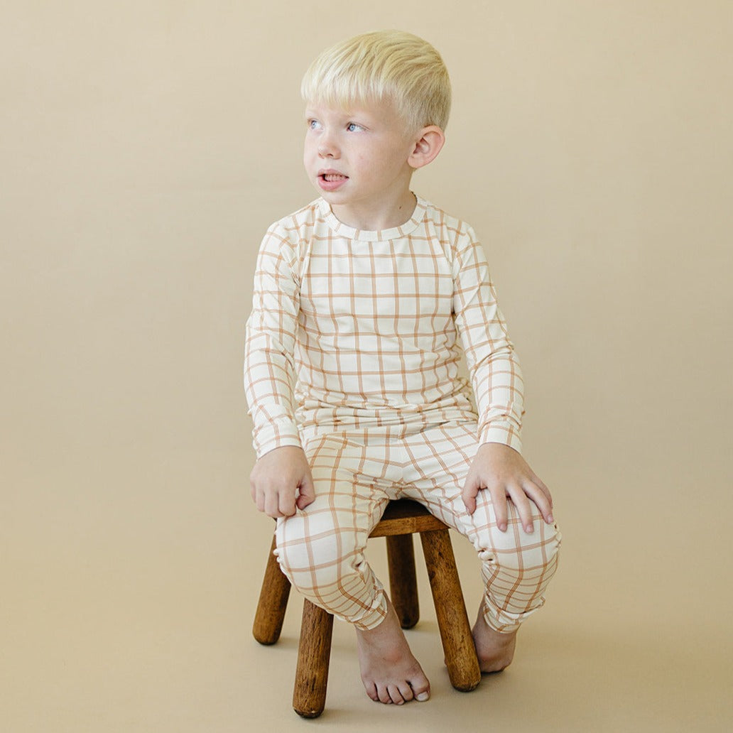 Pumpkin Plaid Bamboo Baby Pajamas - 2 Piece Set