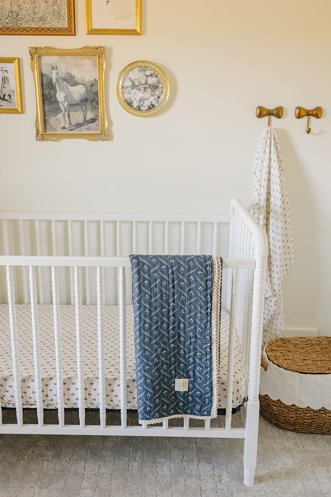 Navy Berry + Cream Berry Lace Muslin Quilt