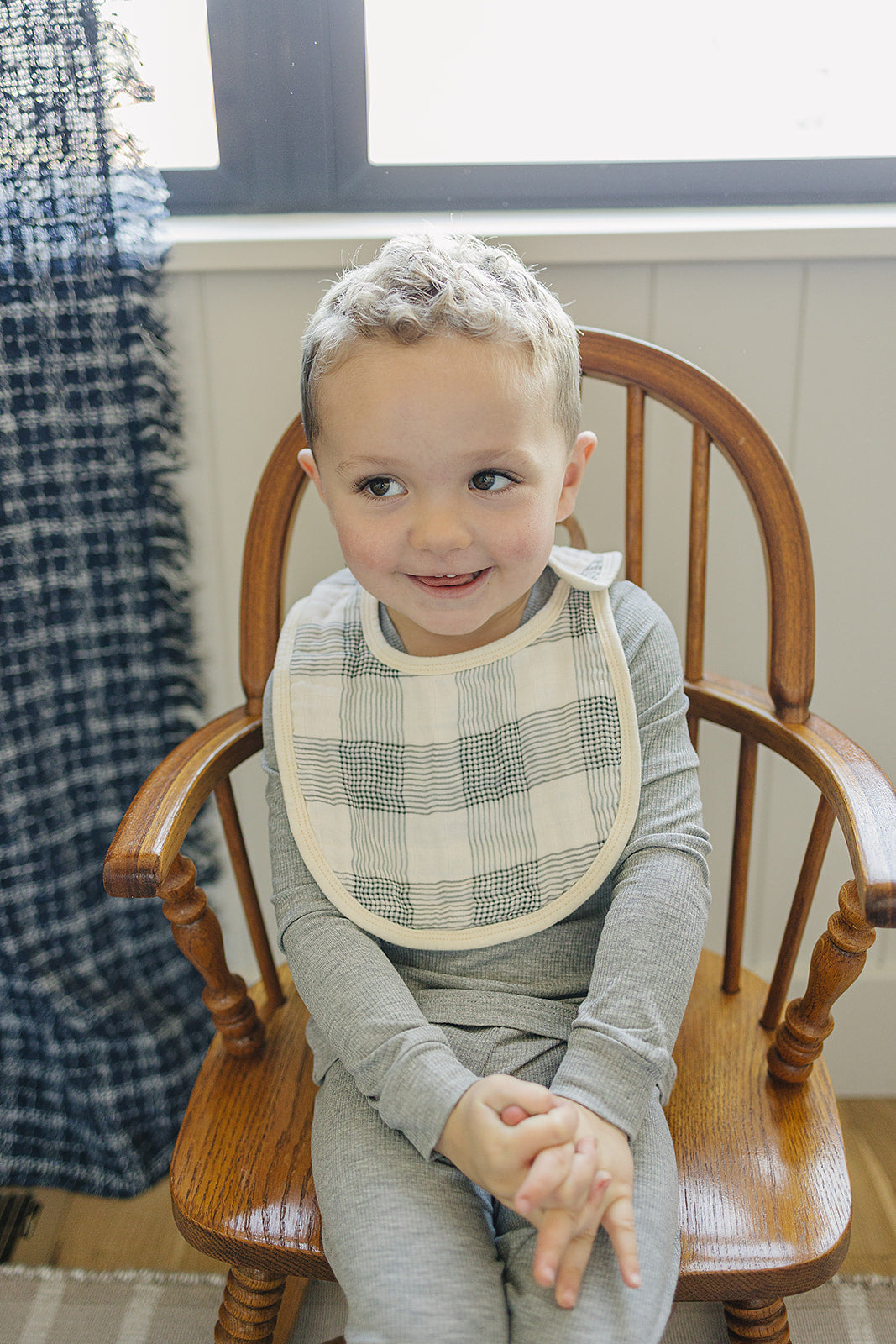 Coastal Plaid Classic Muslin Bib