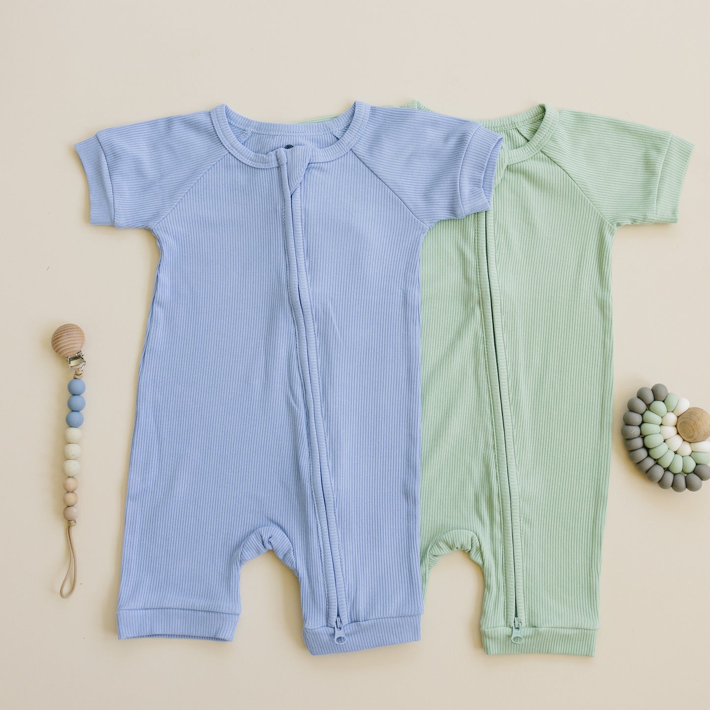 Solid Ribbed Bamboo Shorty Romper  - more colors